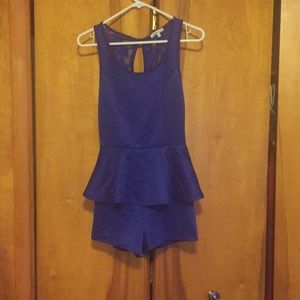 Blue Peplum Romper Never Worn Charlotte Russe Med